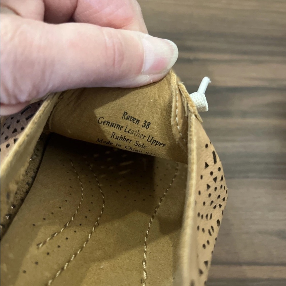 Biza Perforated Leather Raven Slip On Shoes, Size 7/7.5 View 5